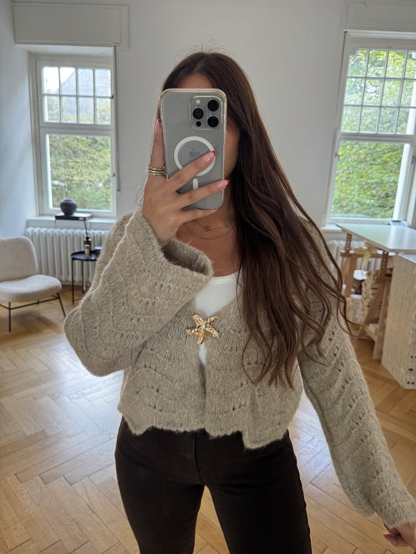 Strickjacke stern weite ärmel beige