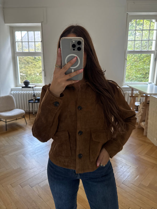 Jacke in Wildlederoptik limitiert camel