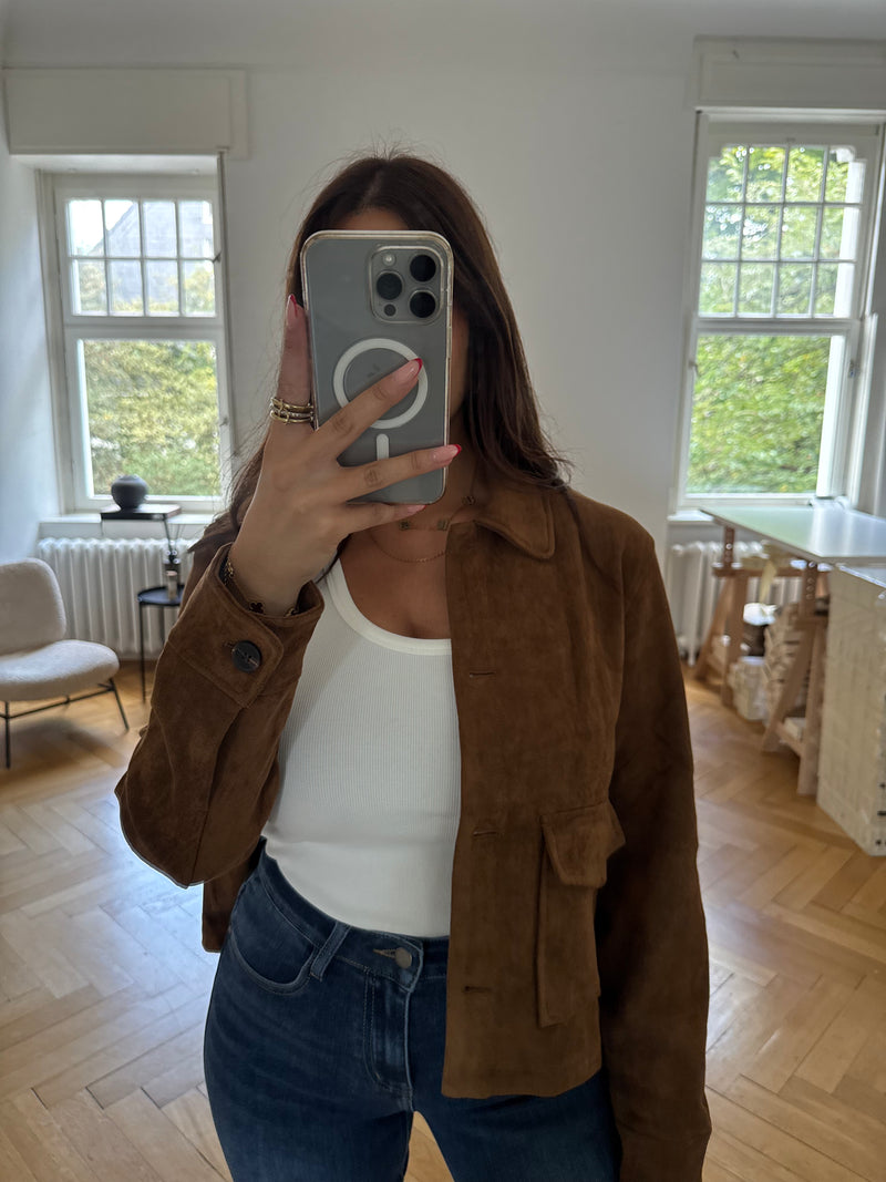 Jacke in Wildlederoptik limitiert camel