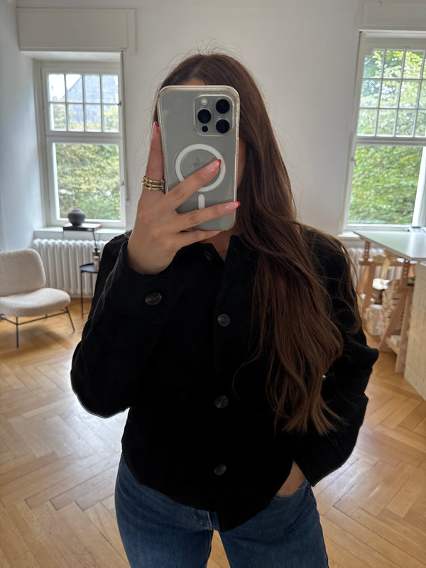 Jacke in Wildlederoptik limitiert schwarz