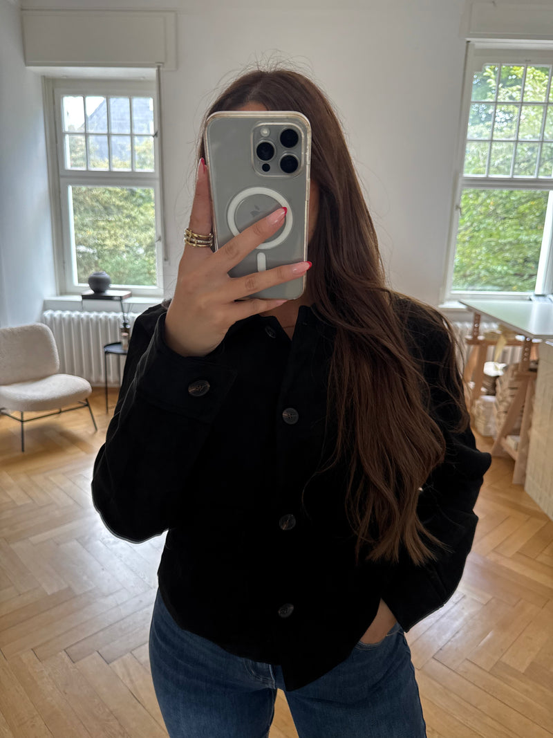 Jacke in Wildlederoptik limitiert schwarz