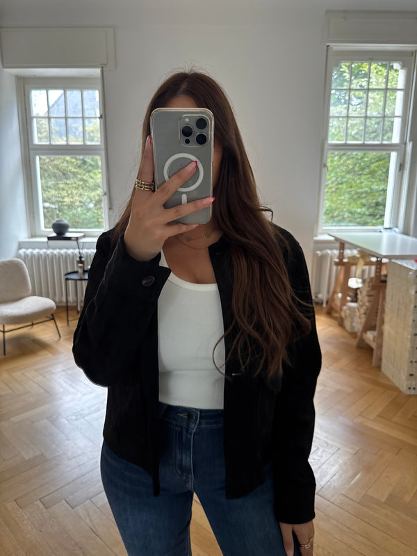 Jacke in Wildlederoptik limitiert schwarz