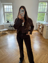 Hose wide leg must have mit Stretchanteil braun