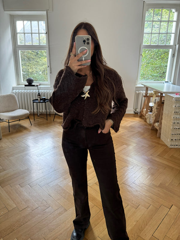 Hose wide leg must have mit Stretchanteil braun