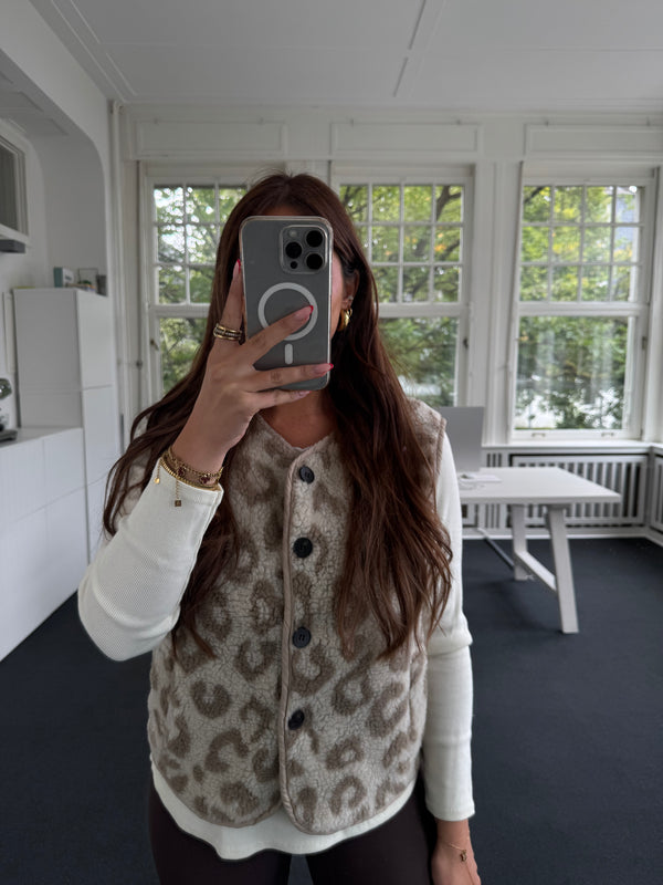 Weste mit Knöpfen leo beige