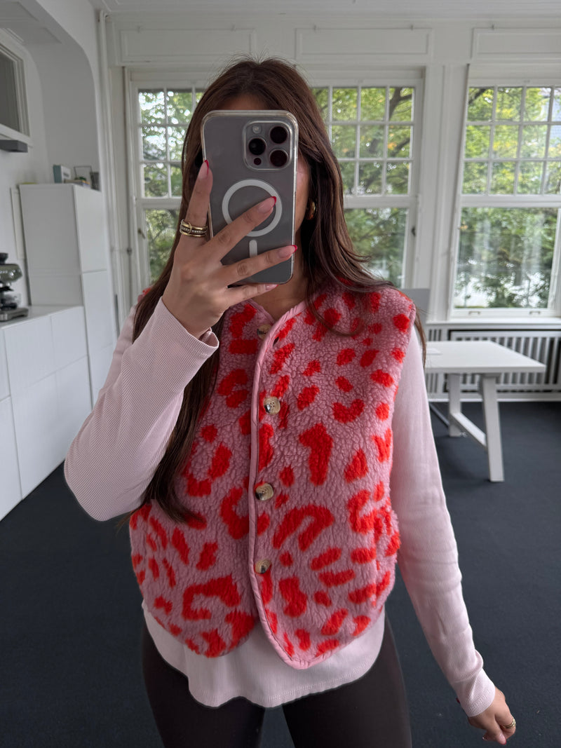 Weste mit Knöpfen leo orange/rosa