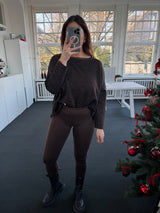 Soft Leggings mit leichtem Glanz und Komfortbund braun