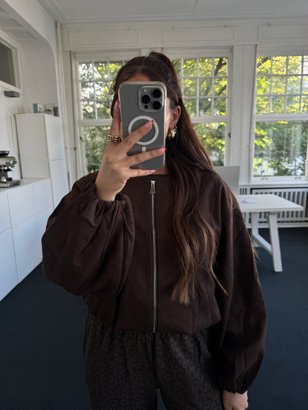 Bomberjacke Wildlederoptik limitiert braun