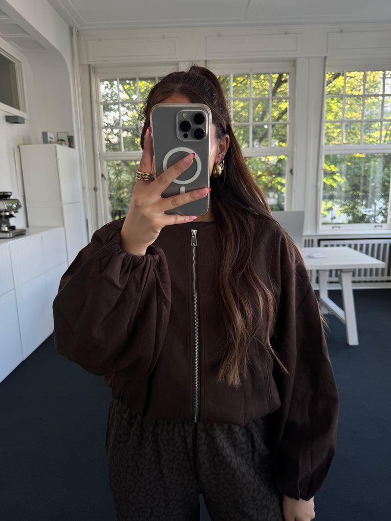 Bomberjacke Wildlederoptik limitiert braun