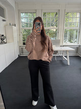 Sweatshirt gestreift oversized kastiger Schnitt beige/braun