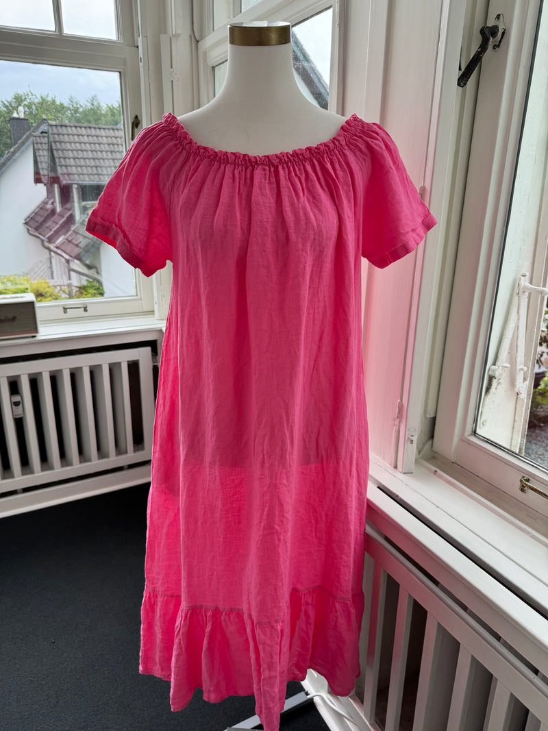 Kleid Lino mit Taschen pink