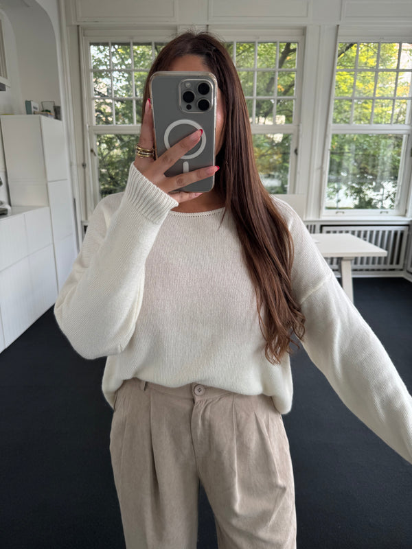 Strickoberteil basic cremeweiss