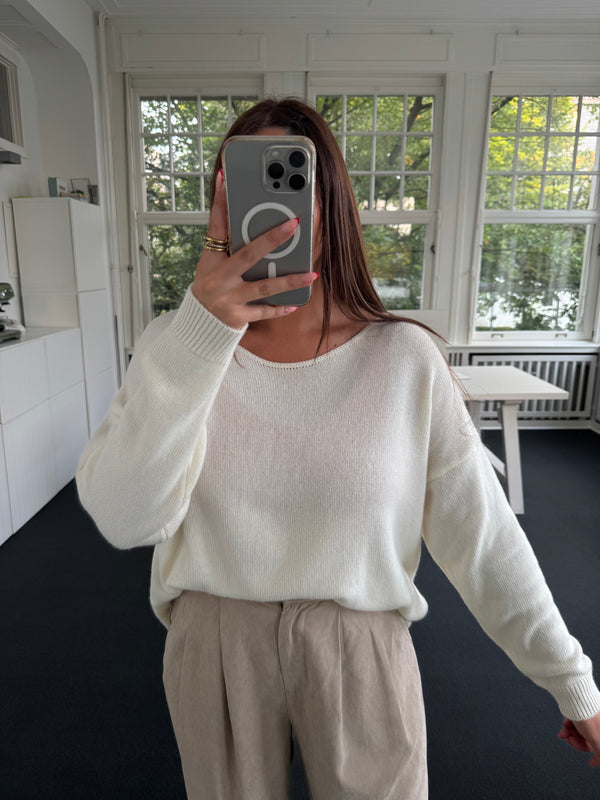 Strickoberteil basic cremeweiss