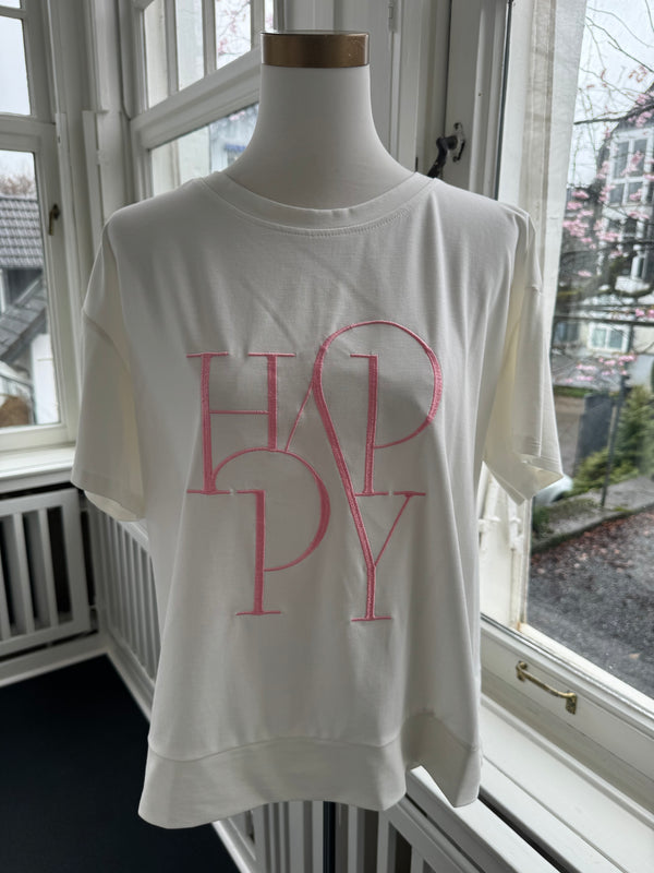 T-Shirt Happy creme/rosa