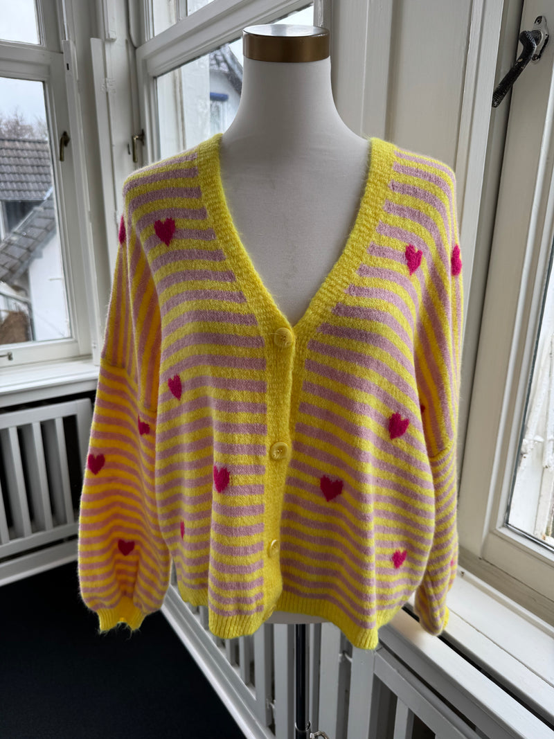 Strickjacke gestreift heart gelb