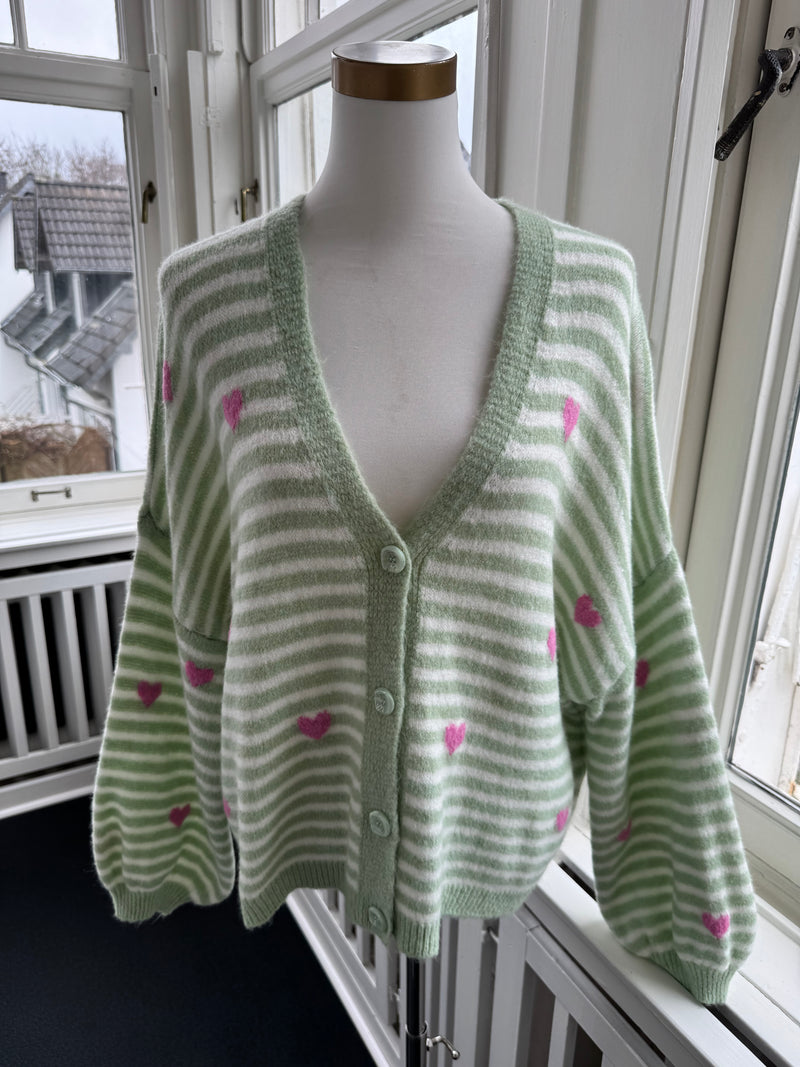 Strickjacke gestreift heart mint