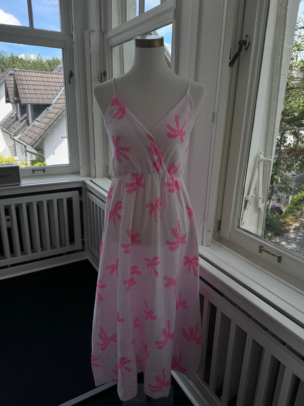 Trägerkleid Palmen pink