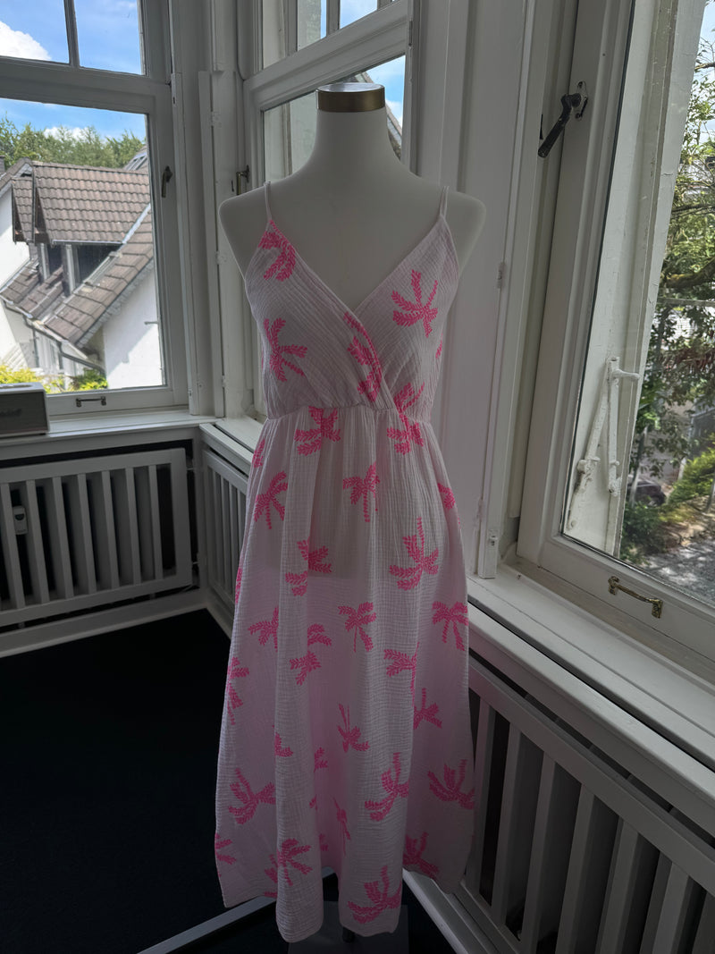 Trägerkleid Palmen pink