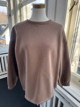 Good Vibes Sweatshirt – Gefüttert, Oversize, Bunter Schriftzug taupe