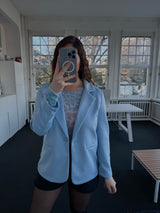 Blazer bestseller Soft– One Size (36–40), mit Knopf babyblau