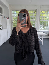 Leichte Leo-Bluse in Braun – Trompetenärmel & Schnürung braun
