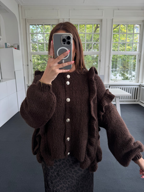 Oversized Strickoberteil mit Knöpfen braun