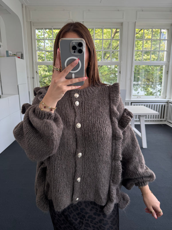 Oversized Strickoberteil mit Knöpfen taupe