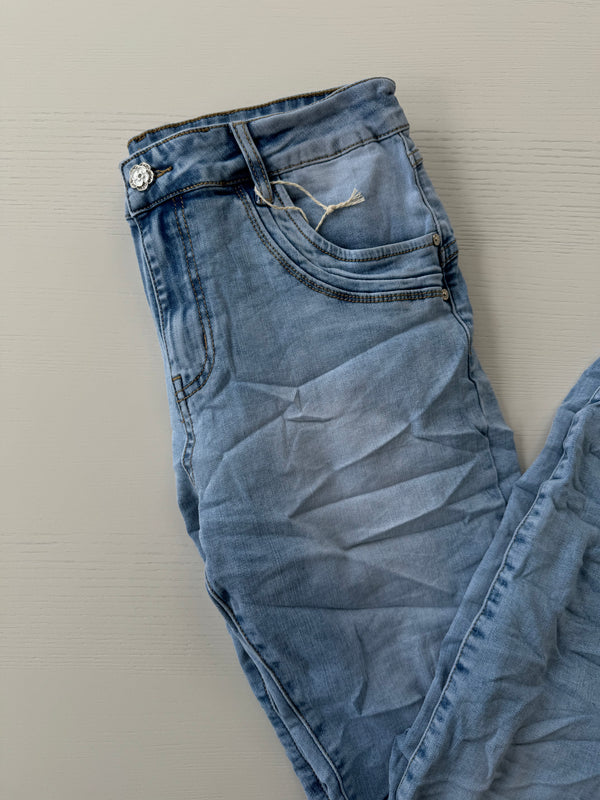 Jeans Flower detail hellblau