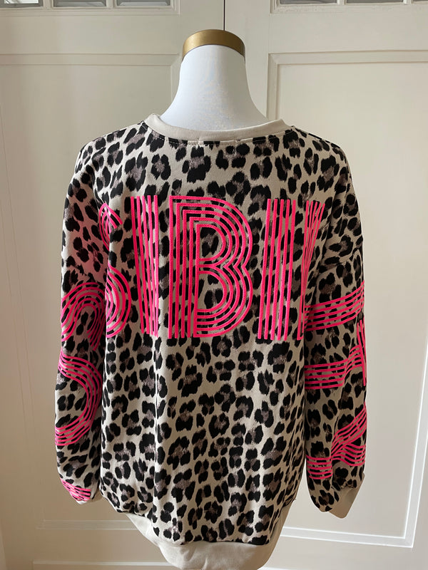 Sweatshirt possibility beige /neon pink