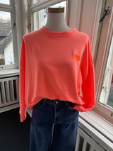 Baumwoll-Sweatshirt mit Herzmotiv | One Size (36–42) neonorange