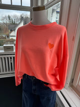 Baumwoll-Sweatshirt mit Herzmotiv | One Size (36–42) neonorange