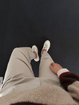 Ballonhose aus festem Baumwollmix – Mit Knopf & Gürtelschlaufen, normale Passform beige