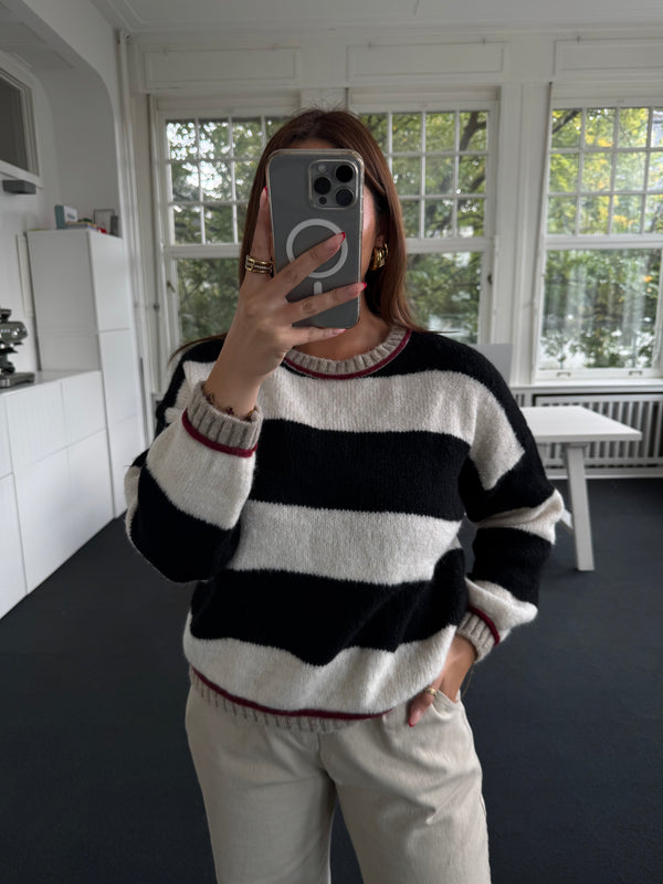 Strickpullover Schwarz-Weiß Gestreift