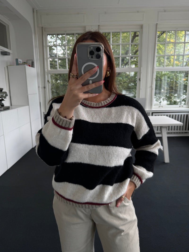 Strickpullover Schwarz-Weiß Gestreift