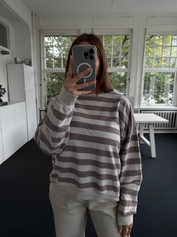 Gestreiftes Must-Have Sweatshirt taupe