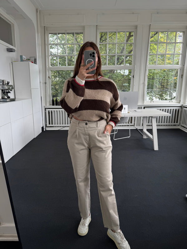 Ballonhose aus festem Baumwollmix – Mit Knopf & Gürtelschlaufen, normale Passform beige