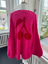 Strickjacke cherry leichte Ballonärmel pink