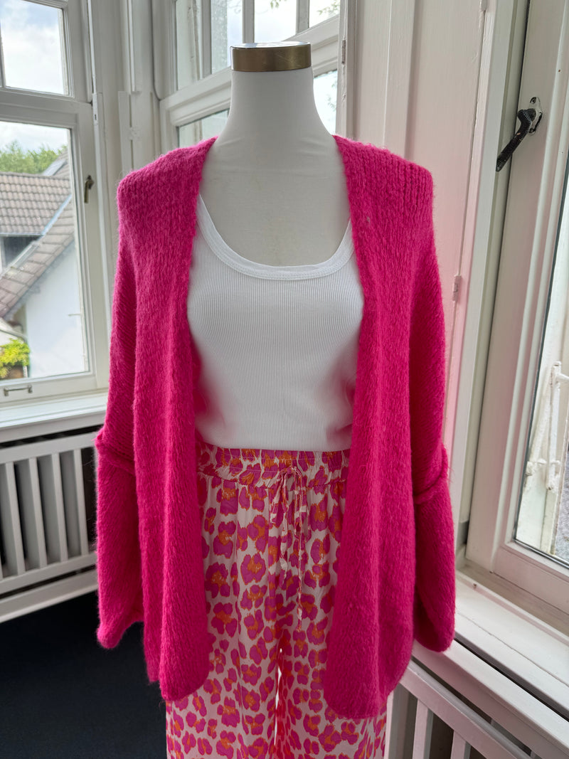 Strickjacke cherry leichte Ballonärmel pink