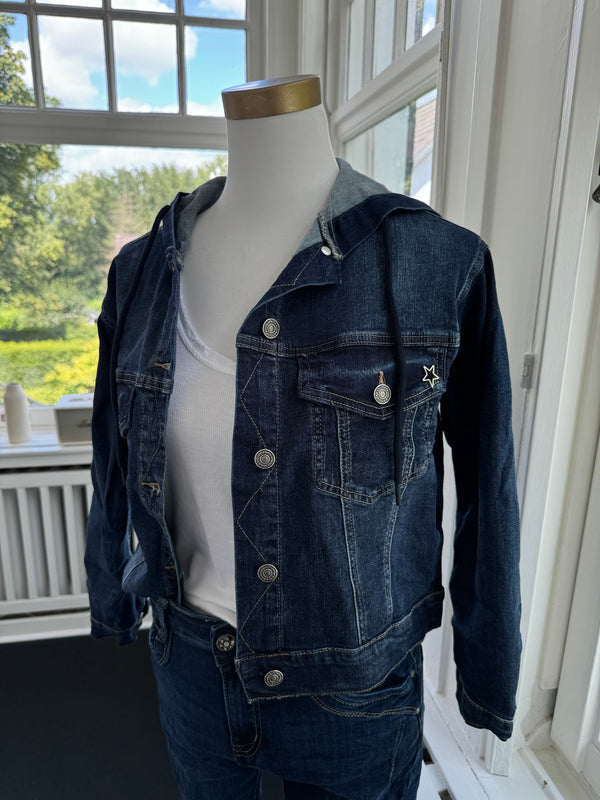 Jeansjacke kurz mit Kapuze darkblue