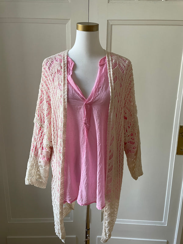 Strickjacke gehäkelt light beige