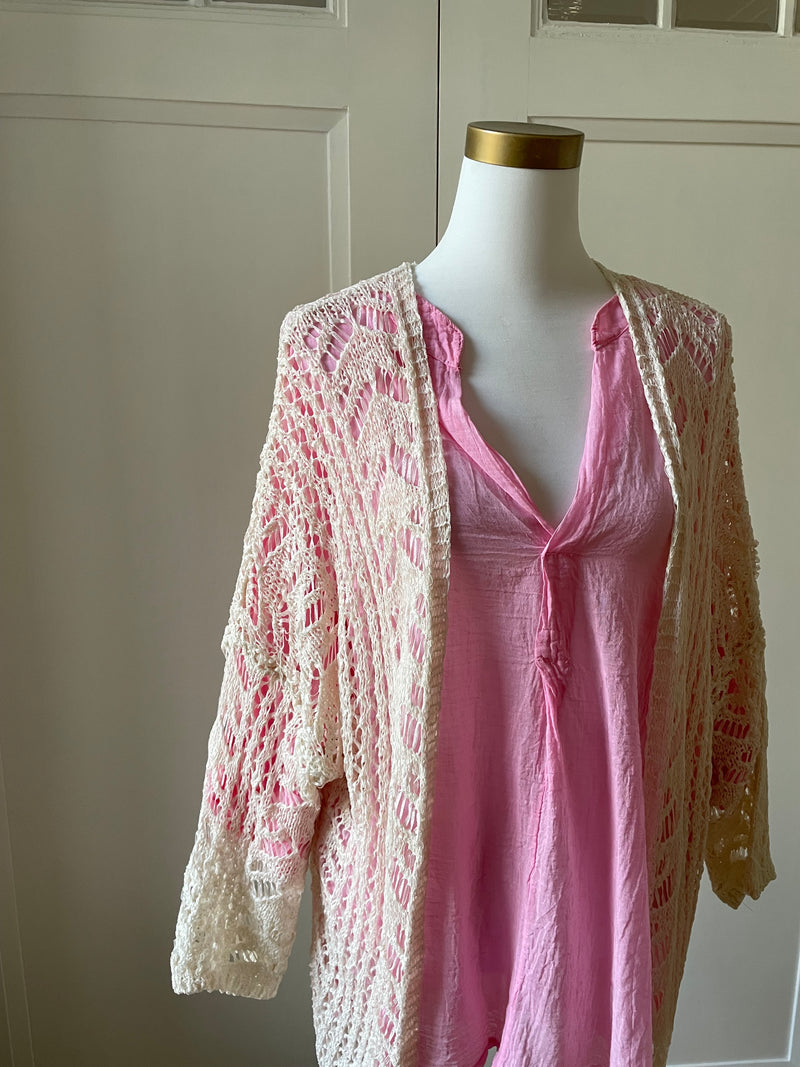 Strickjacke gehäkelt light beige