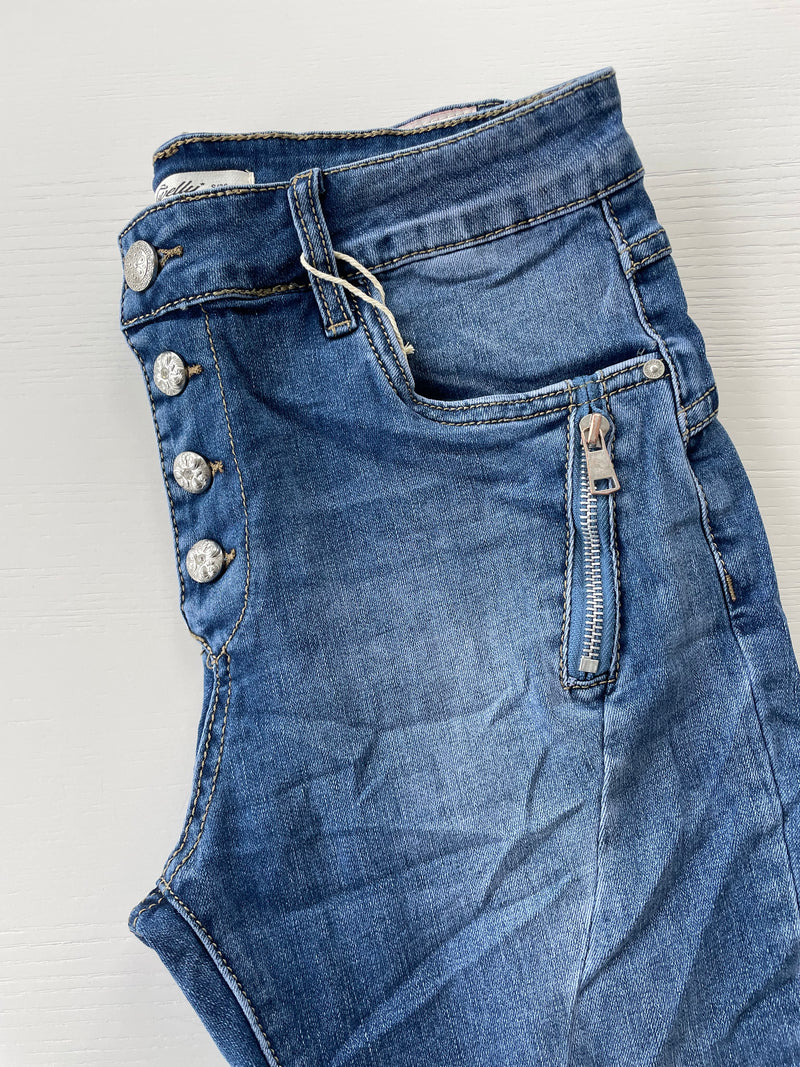 Jeans mit Knöpfen und Reisverschluss blau
