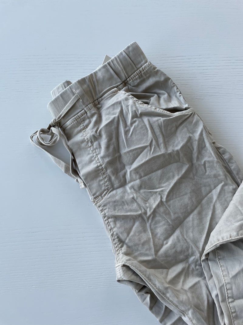 Pants Wild with cuffs thin fabric beige