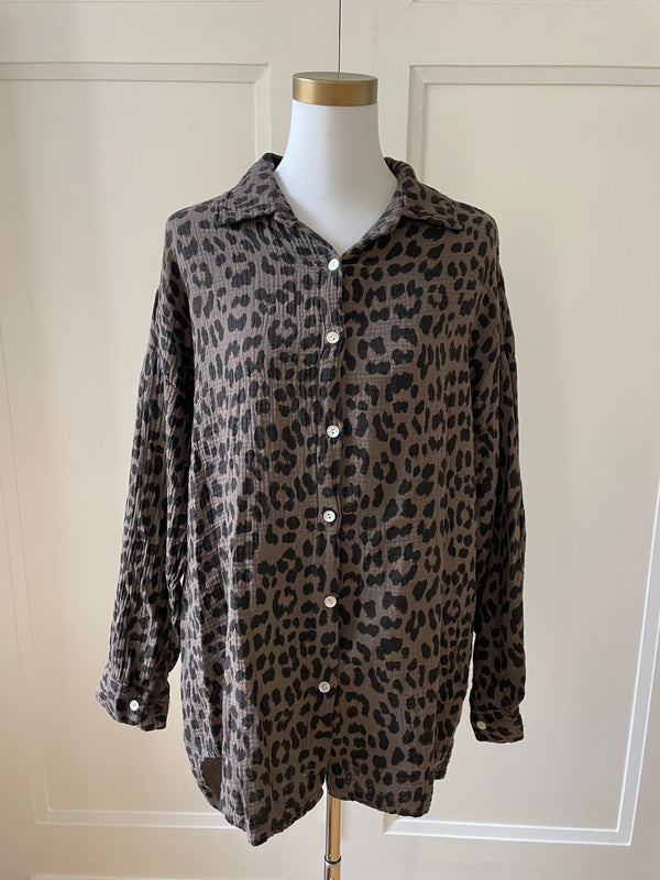 Muslin blouse shirt leopard in several colors